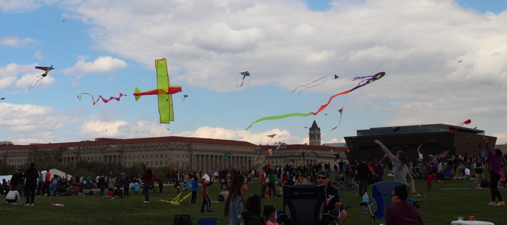 Kites flying at the Washington Monument in Washington DC