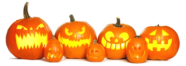 Grouping of carved pumpkins